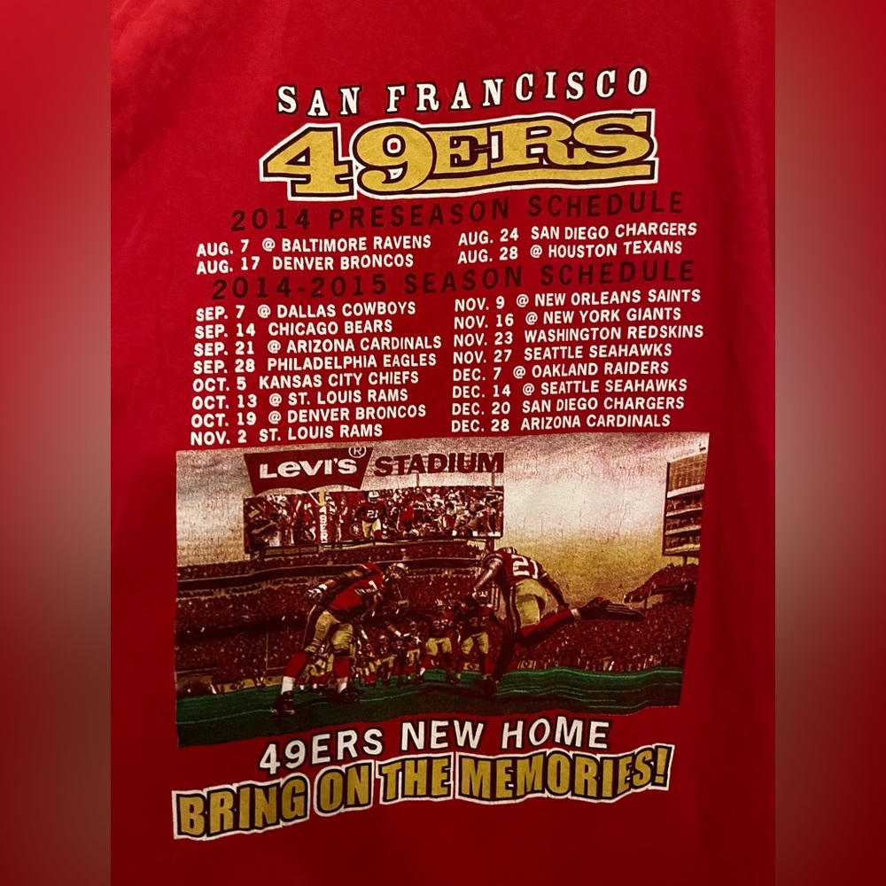 2014 San Francisco 49ers Levi Stadium Inaugural
Season Tshirt